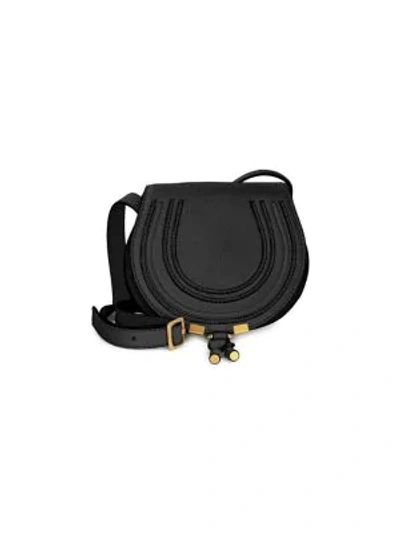 Shop Chloé Women's Small Marcie Leather Saddle Bag In Black