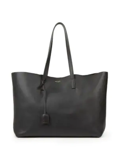 Shop Saint Laurent Large Leather Shopper In Black