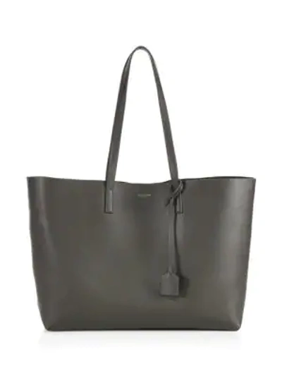 Shop Saint Laurent Large Leather Shopper Tote In Army Green