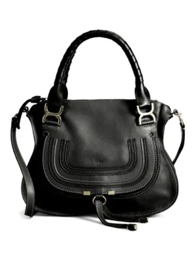 Shop Chloé Women's Medium Marcie Leather Satchel In Black