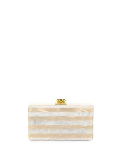 Shop Edie Parker Jean Glitter Stripe Acrylic Clutch In Nude White