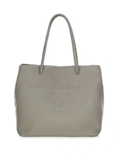 Shop Marc Jacobs Logo Shopper East-west Tote In Stone Grey
