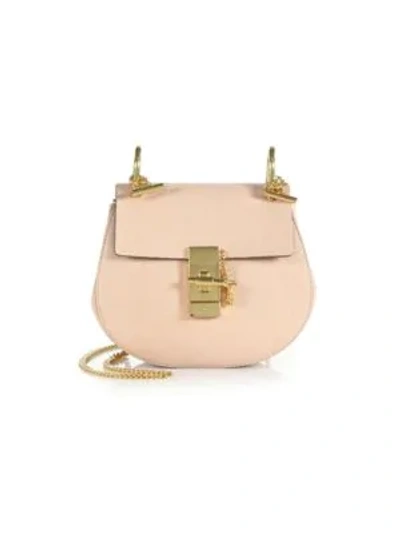 Shop Chloé Women's Mini Drew Leather Saddle Bag In Cement Pink