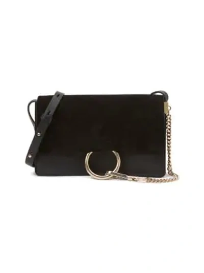 Shop Chloé Small Faye Leather & Suede Shoulder Bag In Black
