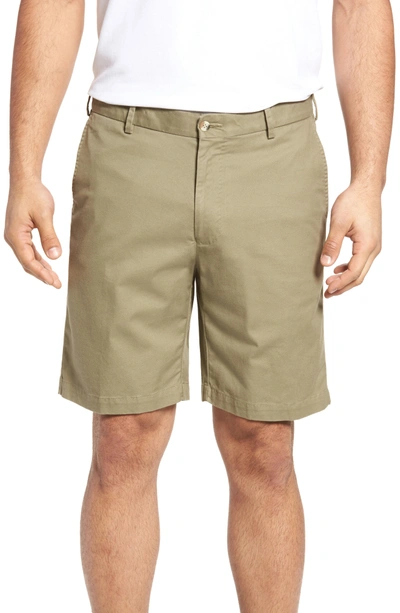 Shop Peter Millar Soft Touch Stretch Twill Shorts In New Military