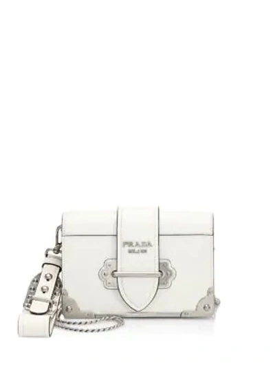 Shop Prada Wristlet Chain Cahier In Bianco