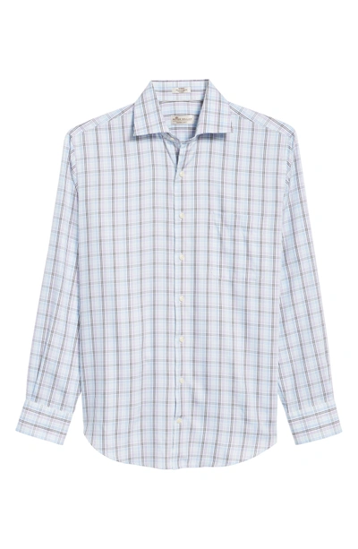 Shop Peter Millar Crown Soft Daybreak Regular Fit Check Sport Shirt In Heron Blue