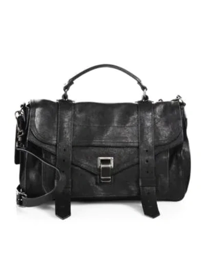 Shop Proenza Schouler Women's Medium Ps1 Leather Satchel In Black