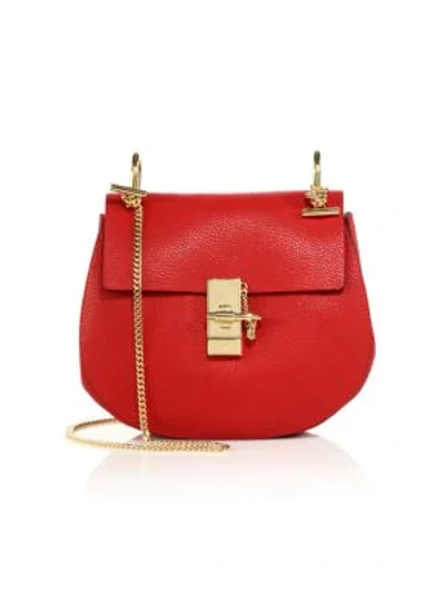 Shop Chloé Women's Small Drew Leather Saddle Bag In Red
