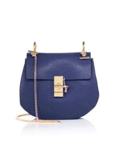 Shop Chloé Small Drew Leather Saddle Bag In Royal Blue