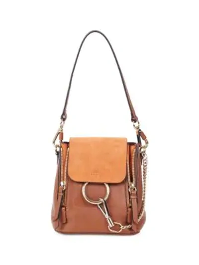 Shop Chloé Small Faye Leather & Suede Backpack In Tan