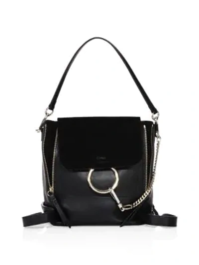 Shop Chloé Small Faye Leather & Suede Backpack In Black