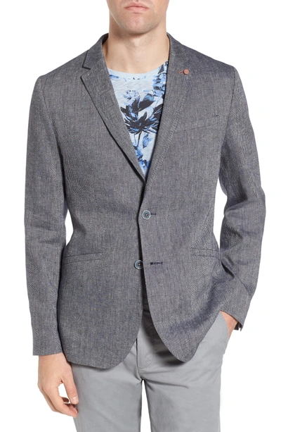 Shop Ted Baker Hines Linen Blend Blazer In Blue