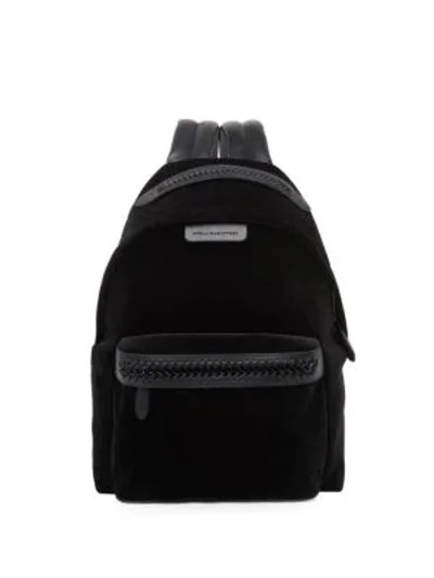Shop Stella Mccartney Falabella Medium Velvet & Faux Leather Backpack In Black