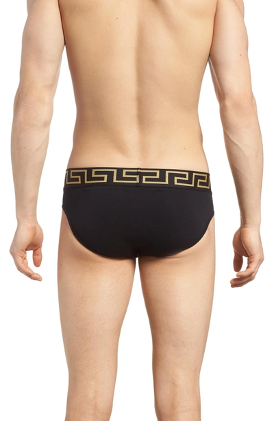 Shop Versace 2-pack Low Rise Briefs In Black/ Gold