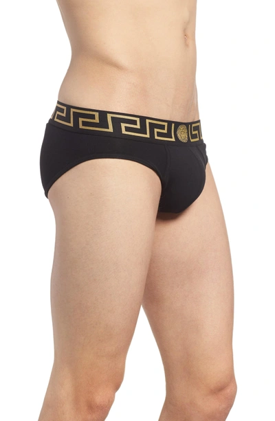 Shop Versace 2-pack Low Rise Briefs In Black/ Gold