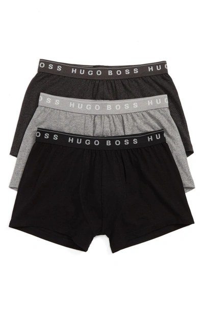 Shop Hugo Boss 3-pack Cotton Trunks In Open Grey