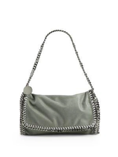 Shop Stella Mccartney Falabella Metallic Fold-over Shoulder Bag In Light Grey