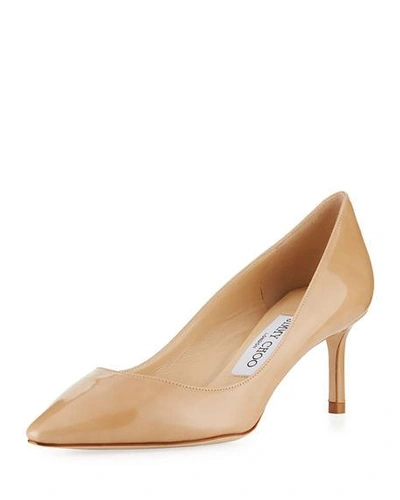 Shop Jimmy Choo Romy 60mm Patent Pointed-toe Pumps In Nude