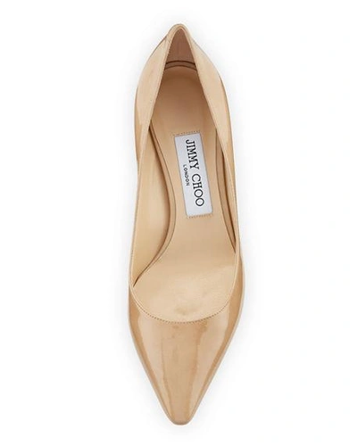 Shop Jimmy Choo Romy 60mm Patent Pointed-toe Pumps In Nude