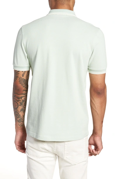 Shop Fred Perry Extra Trim Fit Twin Tipped Pique Polo In Mint / Ecru