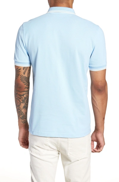 Shop Fred Perry Extra Trim Fit Twin Tipped Pique Polo In Sky Blue/ Ecru