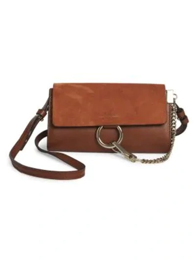 Shop Chloé Mini Faye Leather & Suede Bag In Tan