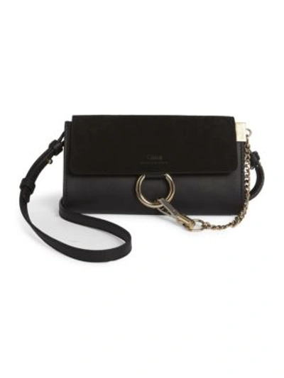 Shop Chloé Mini Faye Leather & Suede Bag In Black