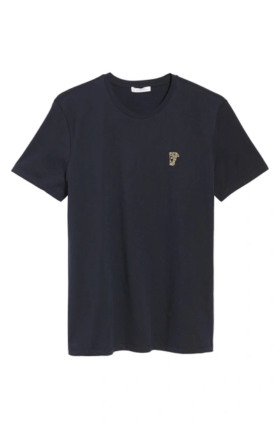 Shop Versace Half Medusa Patch T-shirt In Navy/ Gold