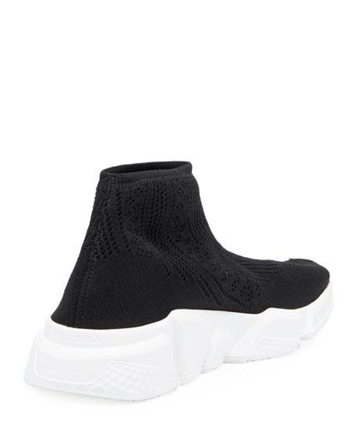 Shop Gucci Speed Stretch-knit High-top Trainer In Noir