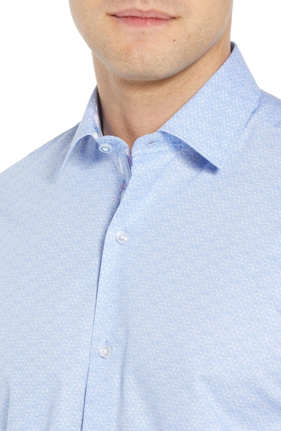 Shop Tailorbyrd Acton Regular Fit Geo Print Sport Shirt In Light Blue