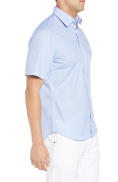 Shop Tailorbyrd Acton Regular Fit Geo Print Sport Shirt In Light Blue