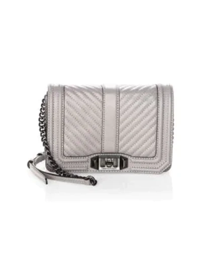 Shop Rebecca Minkoff Chevron Quilted Leather Crossbody Bag In Grey