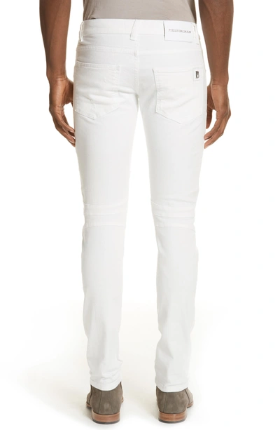 Shop Pierre Balmain Biker Jeans In Off White