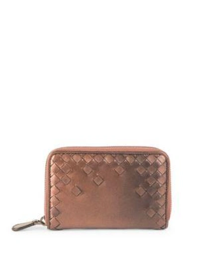 Shop Bottega Veneta Woven Leather Wallet In Brown