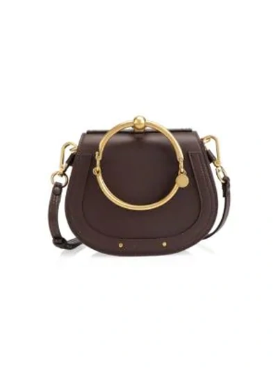 Shop Chloé Small Nile Leather & Suede Bracelet Bag In Carbon Brown