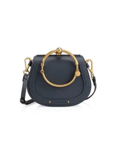 Shop Chloé Small Nile Leather & Suede Bag In Silver Blue
