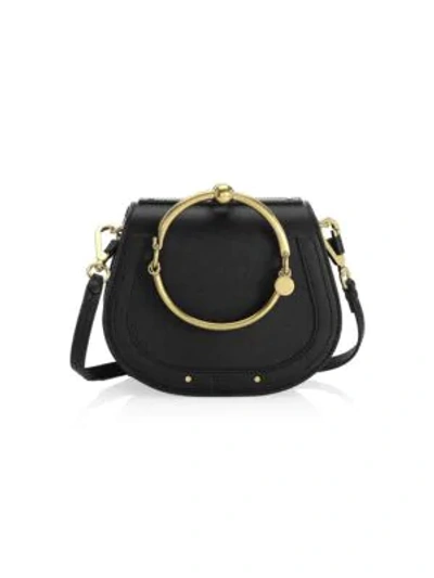 Shop Chloé Small Nile Leather & Suede Bracelet Saddle Bag In Black