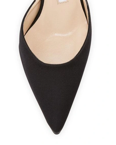 Shop Manolo Blahnik Carolyne Satin Low-heel Slingback Pumps, Black