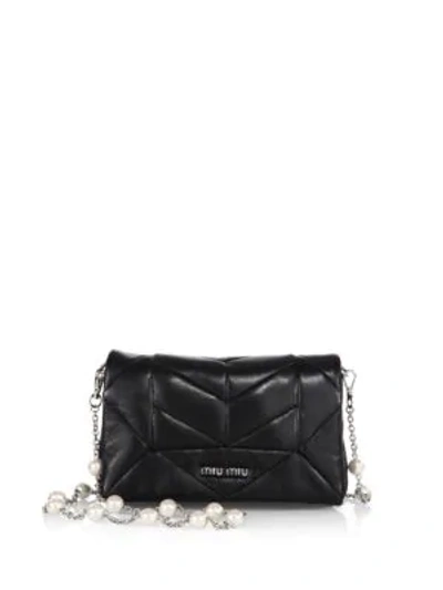 Shop Miu Miu Pattina Orchidea Leather Convertible Clutch In Nero