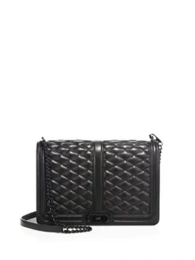 Shop Rebecca Minkoff Love Jumbo Quilted Leather Crossbody Bag In Black