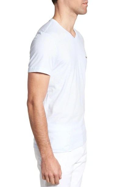 Shop Lacoste V-neck Cotton T-shirt In Rill/ White