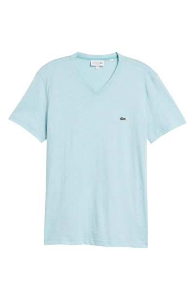Shop Lacoste V-neck Cotton T-shirt In Atoll/ White