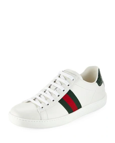 Gucci White Calf Leather Bos Taurus Low Top Sneakers