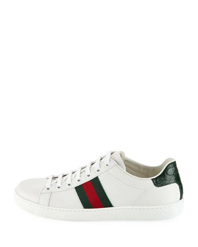 Gucci White Calf Leather Bos Taurus Low Top Sneakers