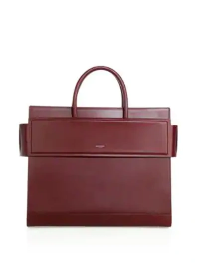 Shop Givenchy Horizon Medium Leather Tote In Oxblood Red