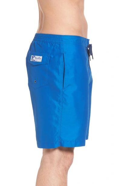 Shop Trunks Surf & Swim Co. Swami Solid Board Shorts In Nautical Blue/ Marine
