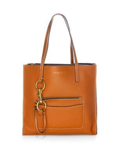 Shop Marc Jacobs Shopper Leather Tote In Saddle