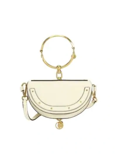 Shop Chloé Small Nile Leather Bracelet Crossbody Bag In Off White