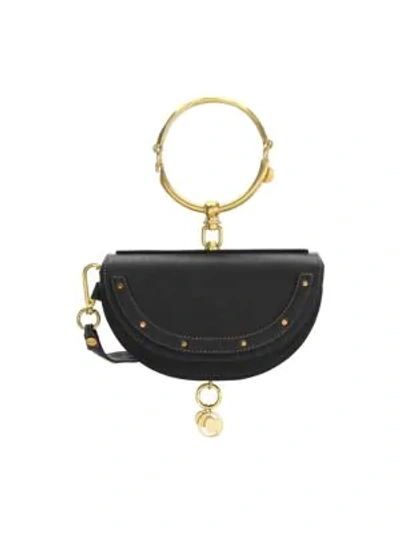 Shop Chloé Small Nile Leather Bracelet Crossbody Bag In Black